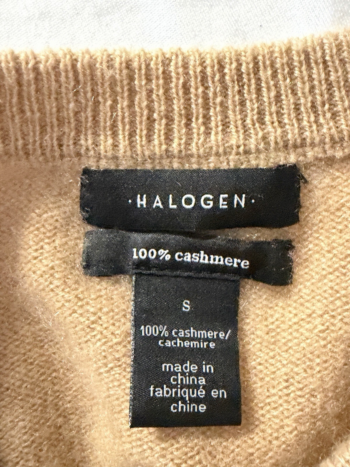 Halogen Women’s Cashmere Camel Color Long Sleeve Crew Neck Sweater Size S