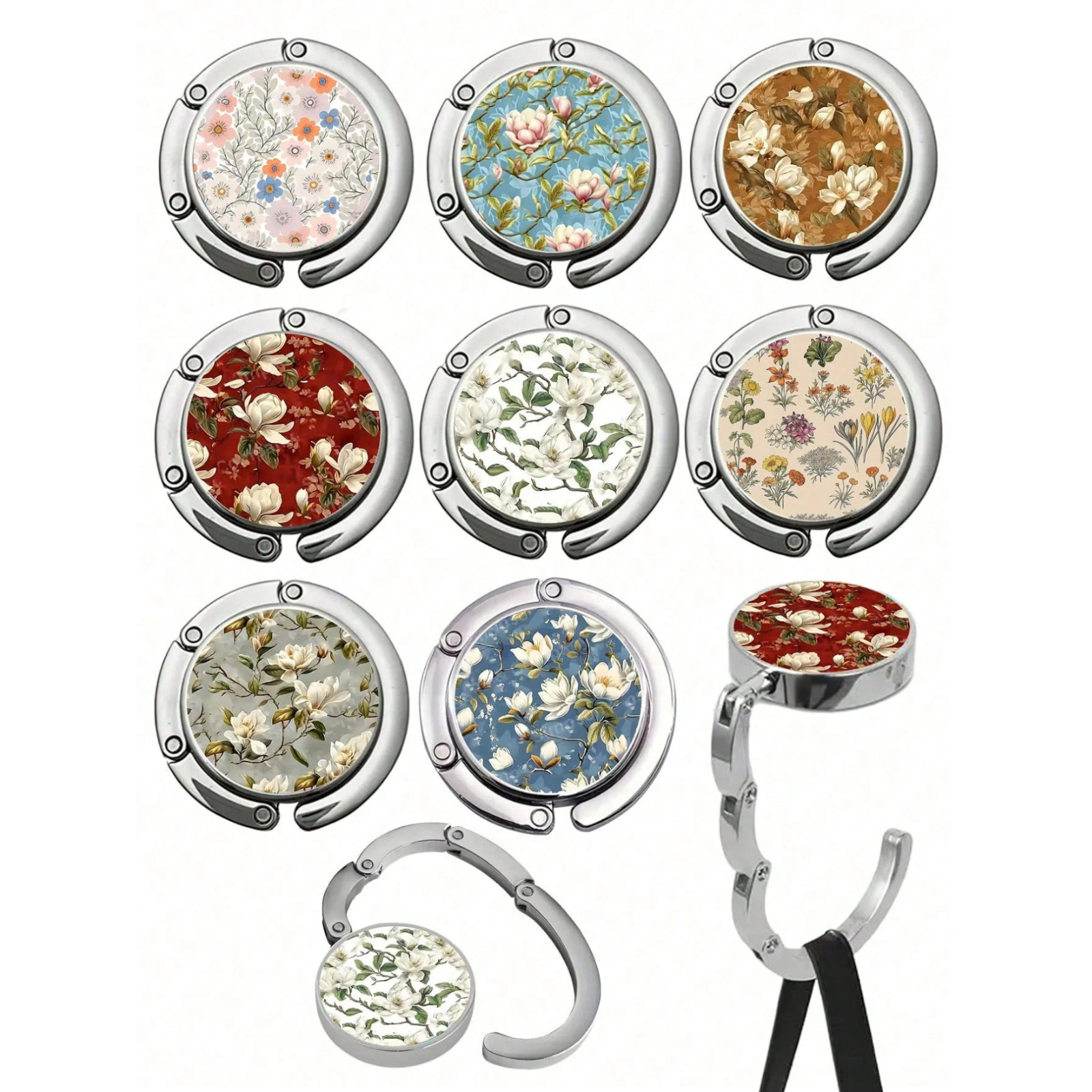 Floral Purse Hook Foldable Handbag Fashionable Table Hanger Wallet Holder Travel