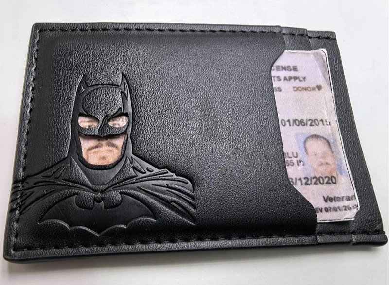 Batman Style PU Leather Wallet with ID Window Card Holder Superhero Mask Design