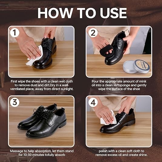 Mink Oil for Leather Boots, Leather Care for Shoes, Jackets, Baseball Gloves