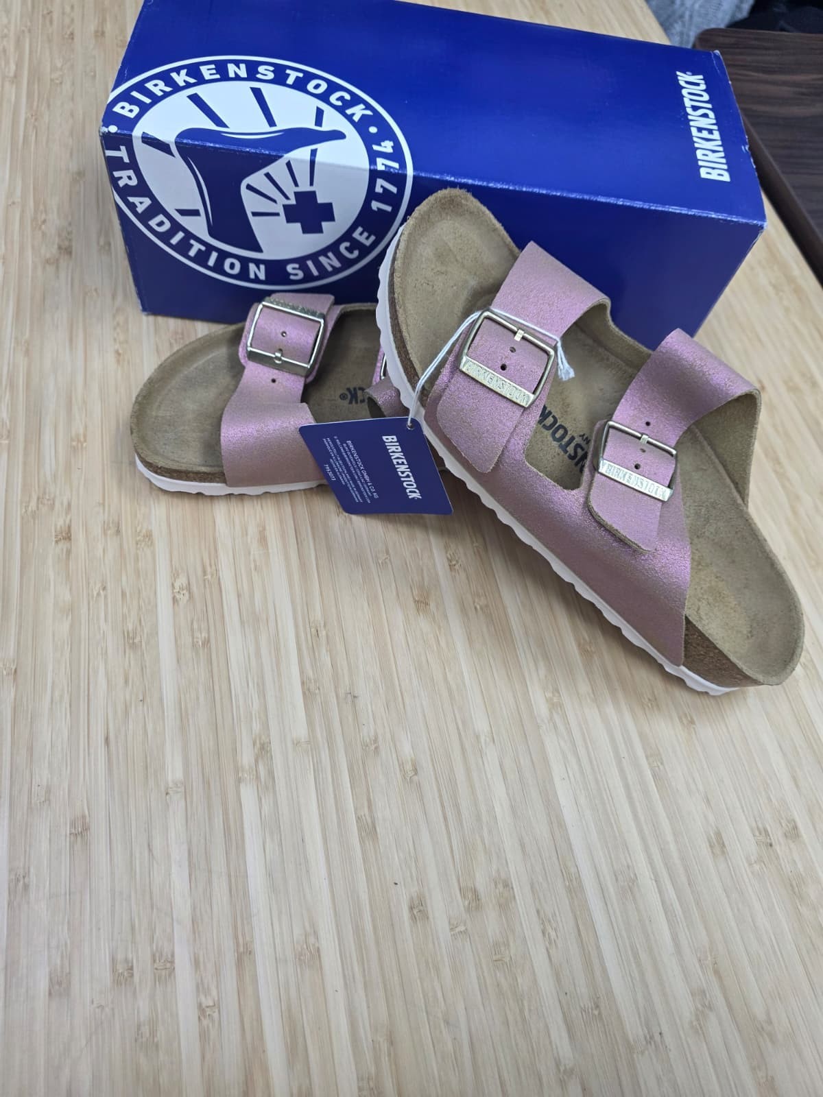 Birkenstock Arizona Bs Washed Metallic Pink Size EU 39/US W8-M6