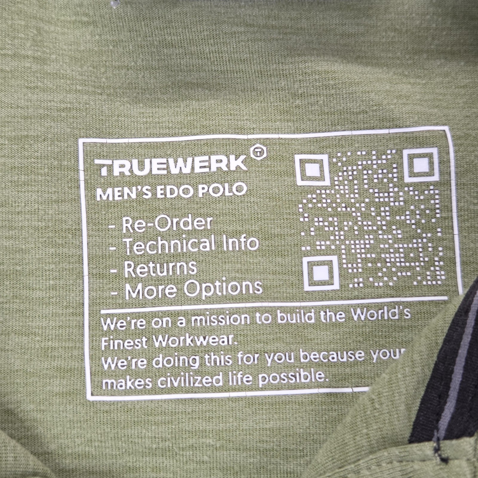 Truewerk Polo Shirt Mens 2XL Green EDO Performance Workwear Lightweight Tech