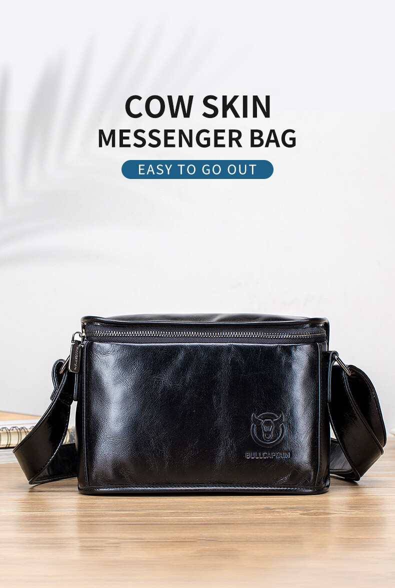 Retro cowhide leather men’s shoulder bag cell phone bag ipad crossbody bag