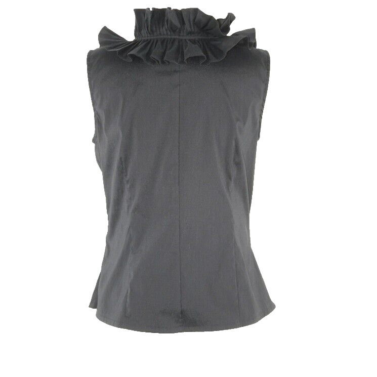 Cartise Sz 8 Black Ruffle Faux Wrap Fitted Nylon Polyester Spandex Top