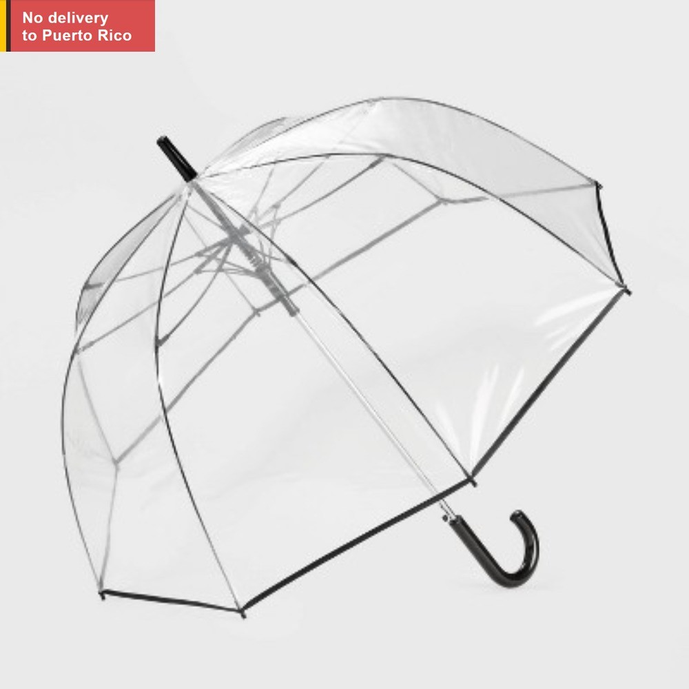 Bubble Umbrella – Clear: Auto-Open Solid Plastic Handle, 52" Span