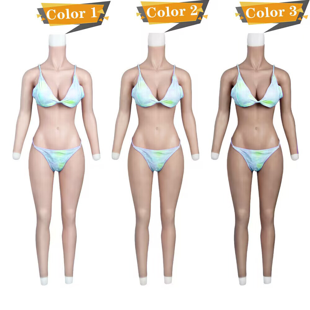 Silicone Breast Forms Body Suits Realistic C Cup with Arms Fake Vaginas Tights