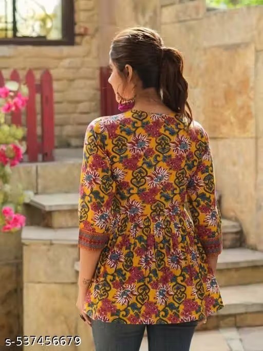 Printed Cotton Kurti/Tops/Tunics/Kurtas For Women’s Party Fashion Outfit Gift