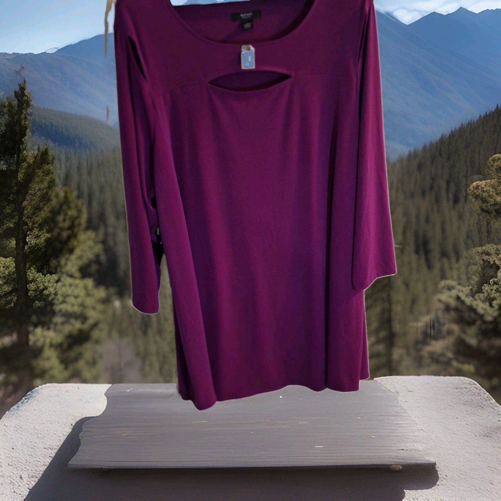 Alfani 3XL Purple Polyester / Spandex Long Length Pull Over Top 3/4 Sleeve 0072