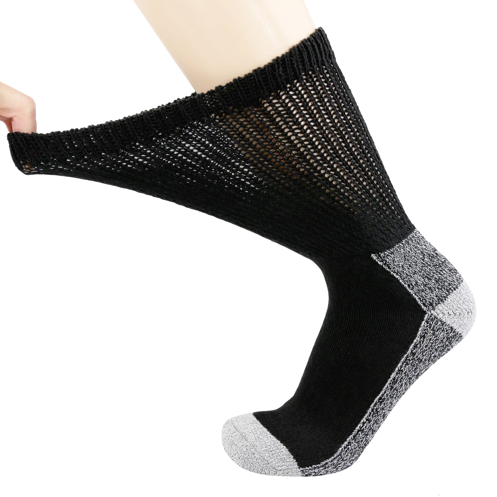 Diabetic Slipper Socks, Extra Thick Cotton Cushioned Crew Socks (Size 10-13)