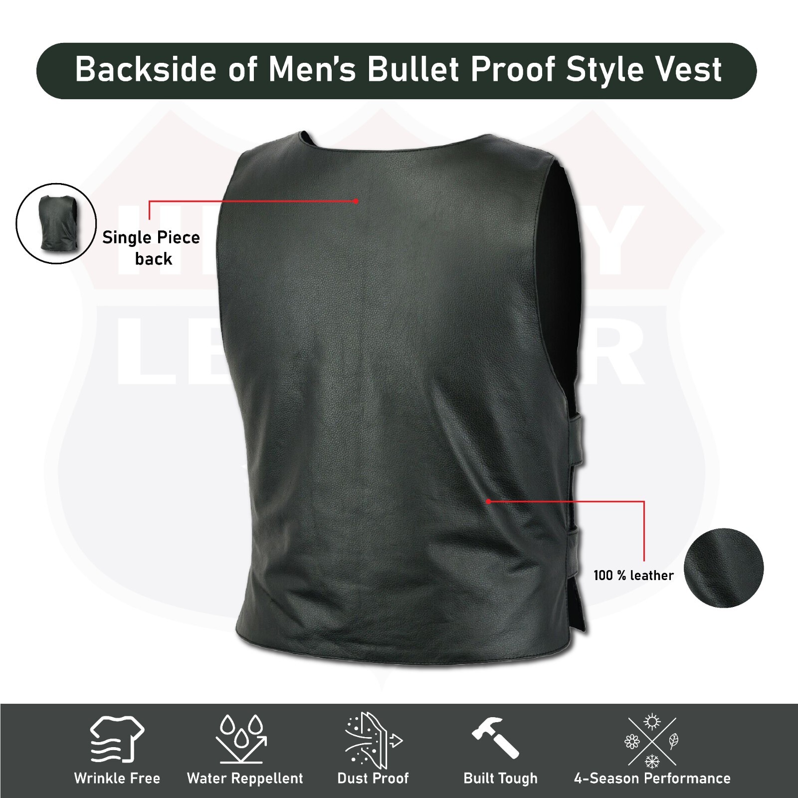 Men Bullet Proof style Leather Motorcycle Vest for bikers Tactical waistcoat