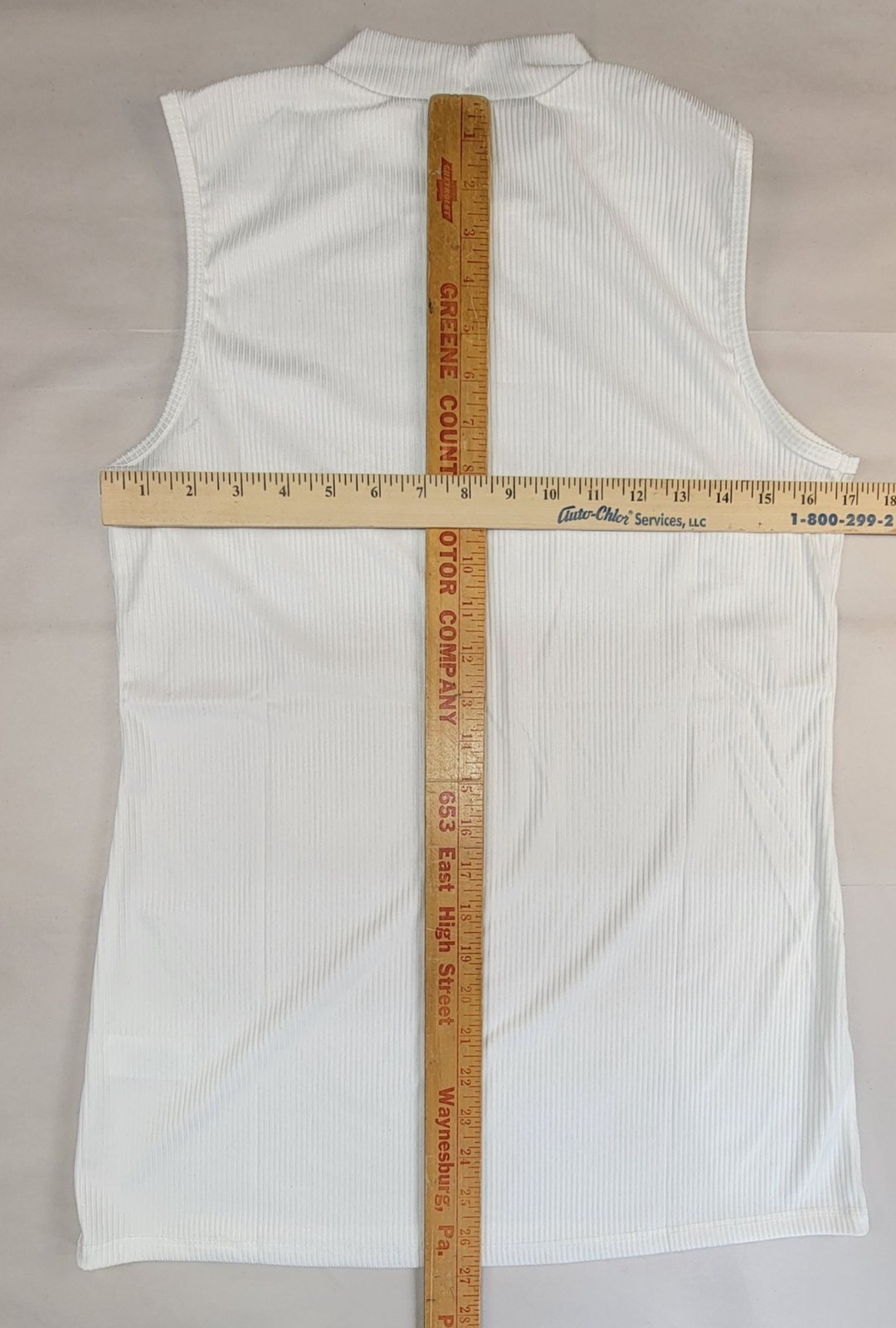 White Birch Long Top Sleeveless Knit White Ribbed Polyester Spandex Womens M New