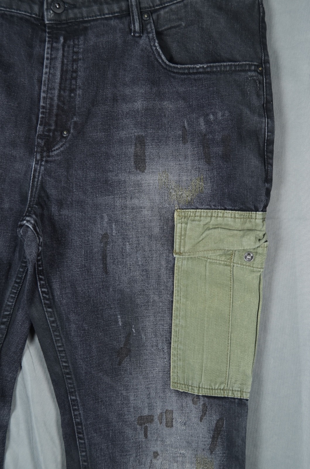 Prps Men’s Windsor Tapered Skinny Fit Cargo Stretch Black Jeans Size 40 40×34