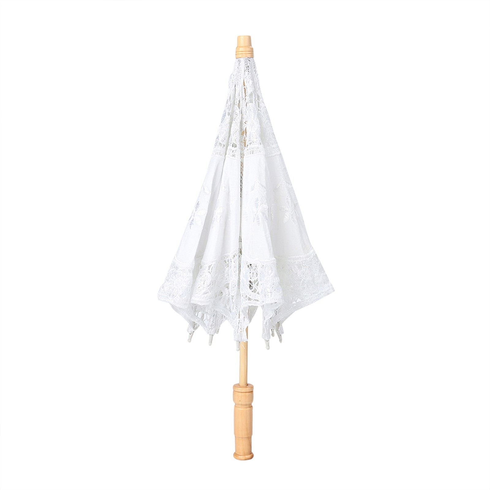 Handmade Lace Flower Embroidery Parasol Wedding Bride Photography Umbrella White