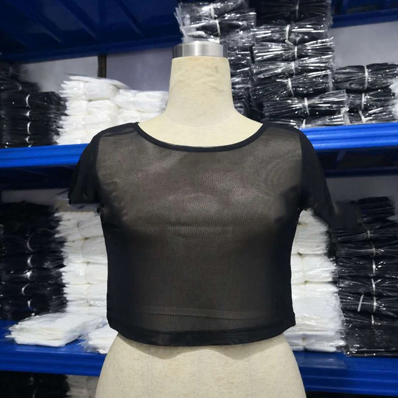 Women Sexy Lingerie See Through Mesh Sheer Tank Crop Top clubwear party Tee
