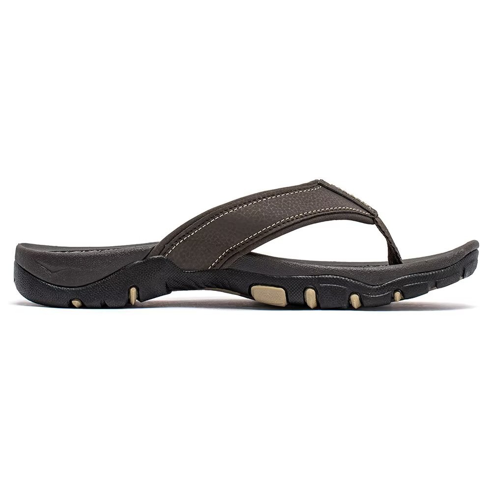 HOBIBEAR Mens Thong Sandals Arch Support Indoor Outdoor Beach Flip Flop Brown 81