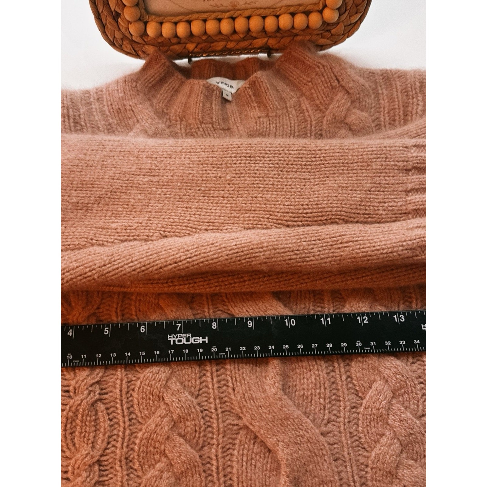 🌸🤍 Vince • Rosewood Cloud • Dusty Blush Pink • Fuzzy Cable Knit Mock Neck