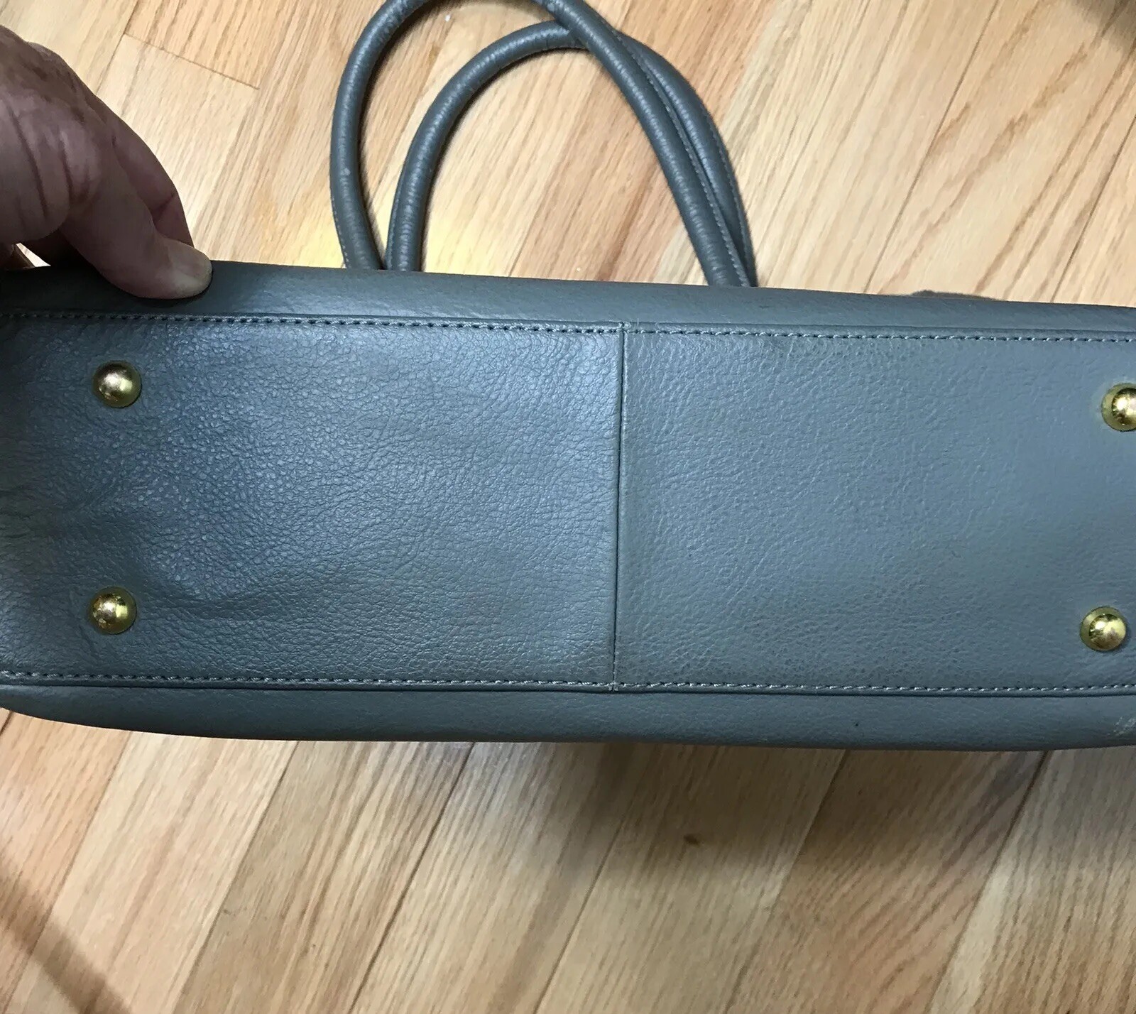 JOY & IMAN City Satchel Tote Bag Purse Gray Genuine Leather “Best Friend” Zipper