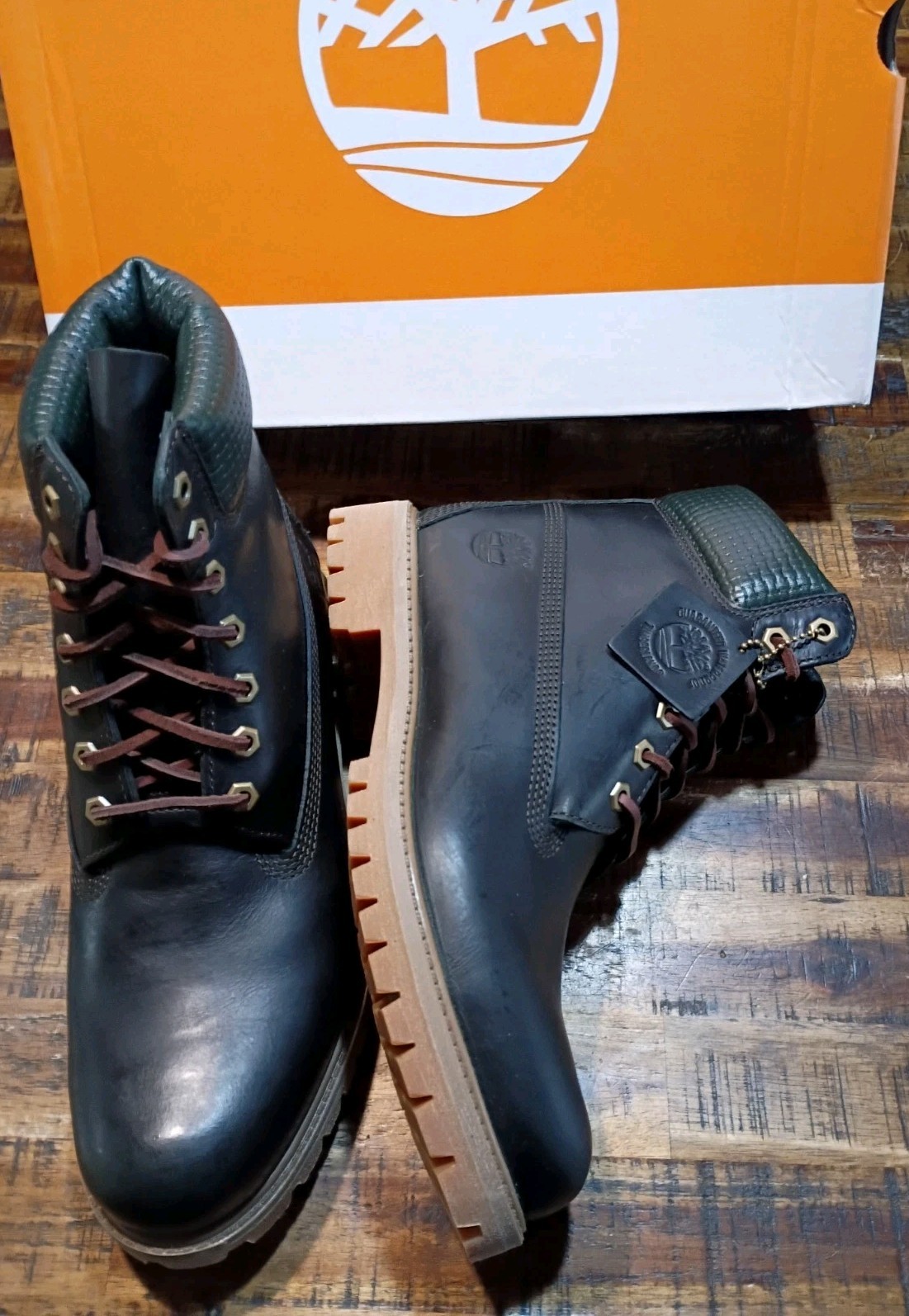 Mens Timberland Premium 6 Waterproof BOOTS Dk. GREEN FULL GRAIN LEATHER Sz 9.0