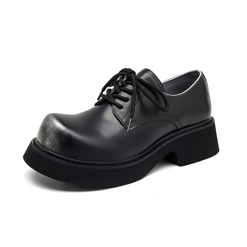 Fashion Men‘s Platform Big Round Toe Leather Derby Shoes Dress Wide Large Size