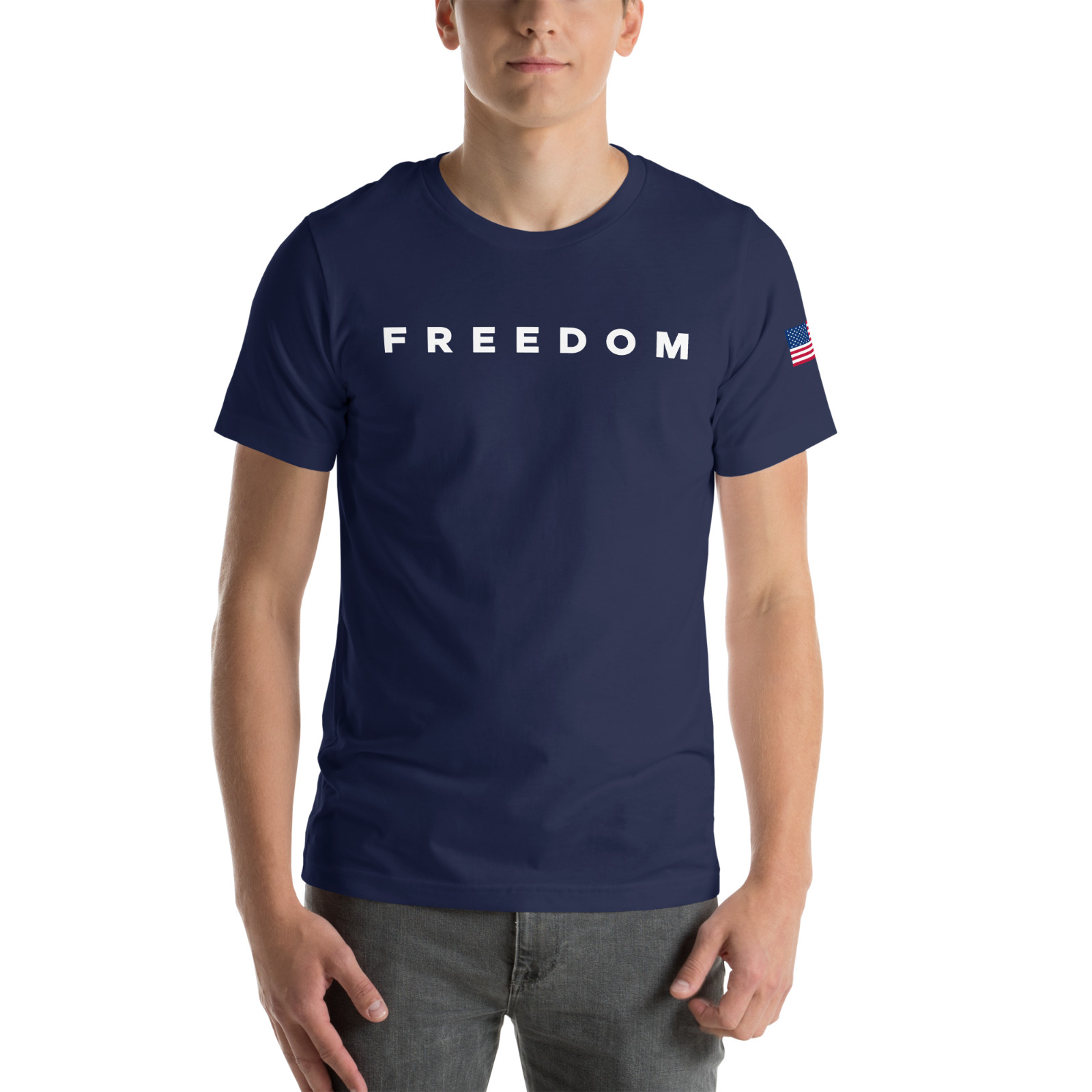 Freedom Shirt for Men Women, Patriotic Gift, Flag on Sleeve, 4th of July Tee
