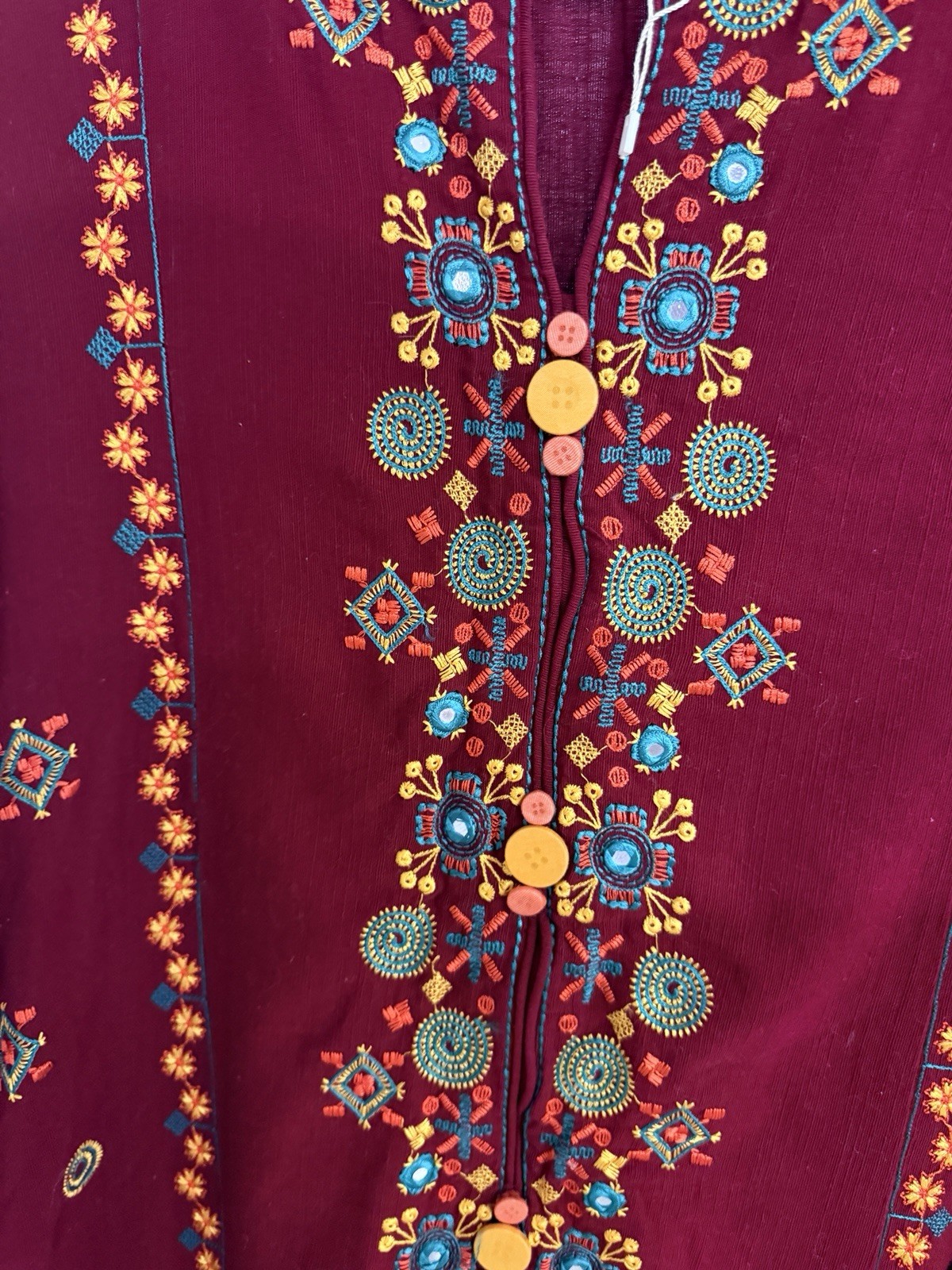 Ethnic casual pret maroon pakistani desi kurti Shirt size small