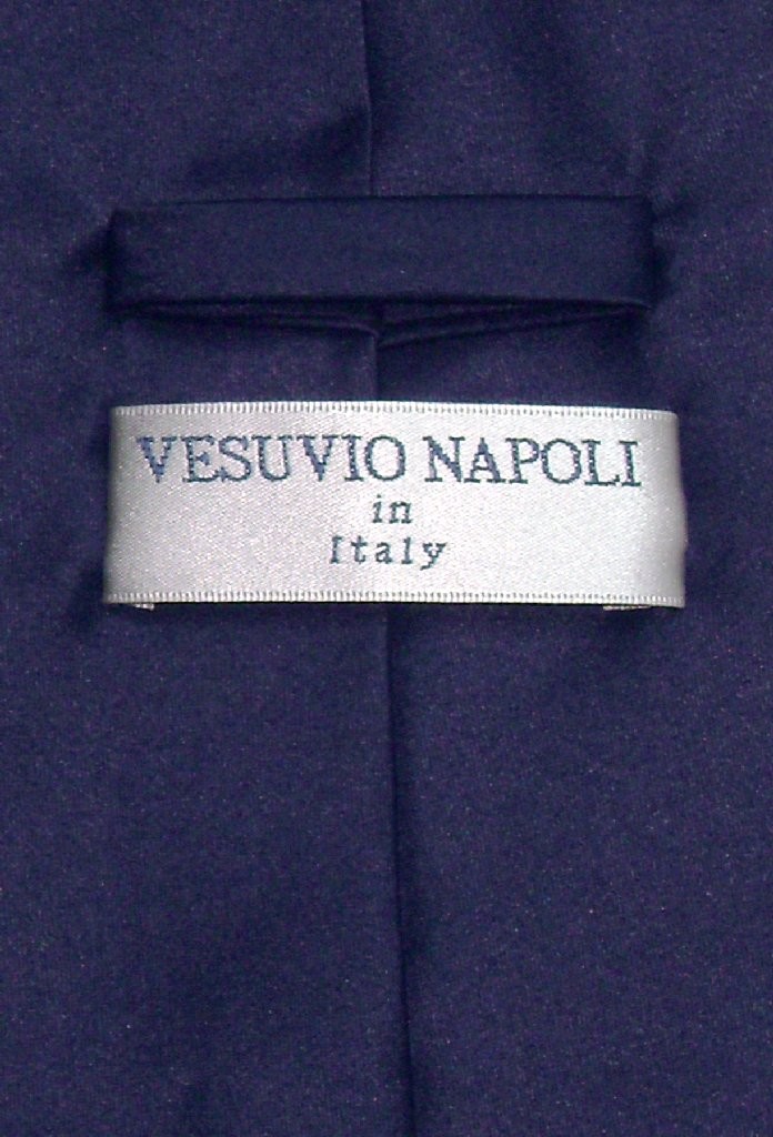 Vesuvio Napoli Solid NAVY BLUE Color NeckTie and Handkerchief Mens Neck Tie Set