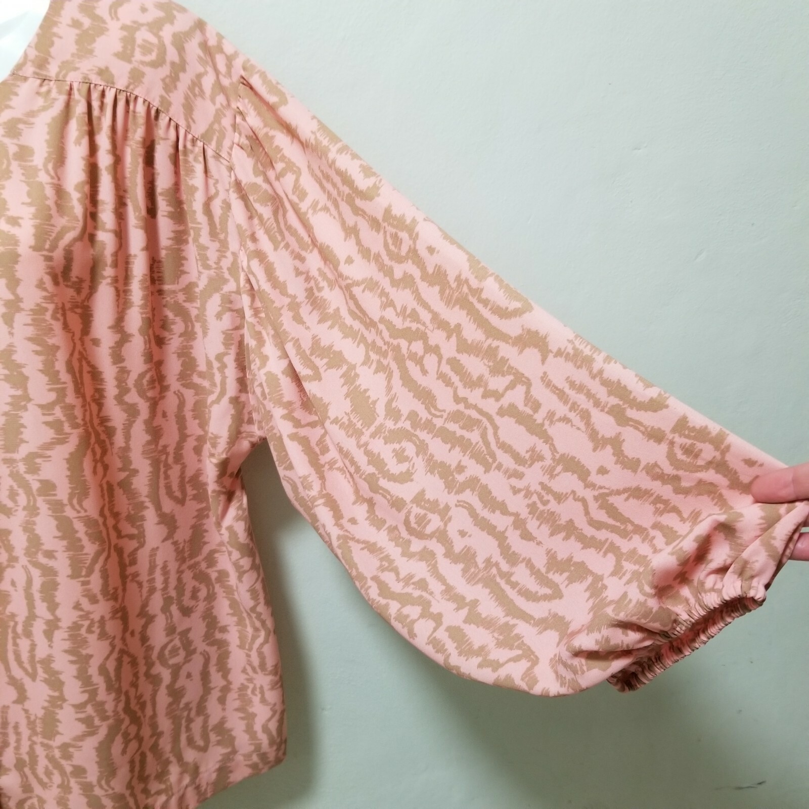 Elizabeth and James Top Blouse Peach Boho Print Button Down Billowy Balloon XXL