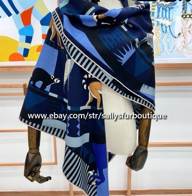 2025 Sallys 70% Cashmere 30% Silk Stole Animal Print Double Face Scarf Shawl 53″