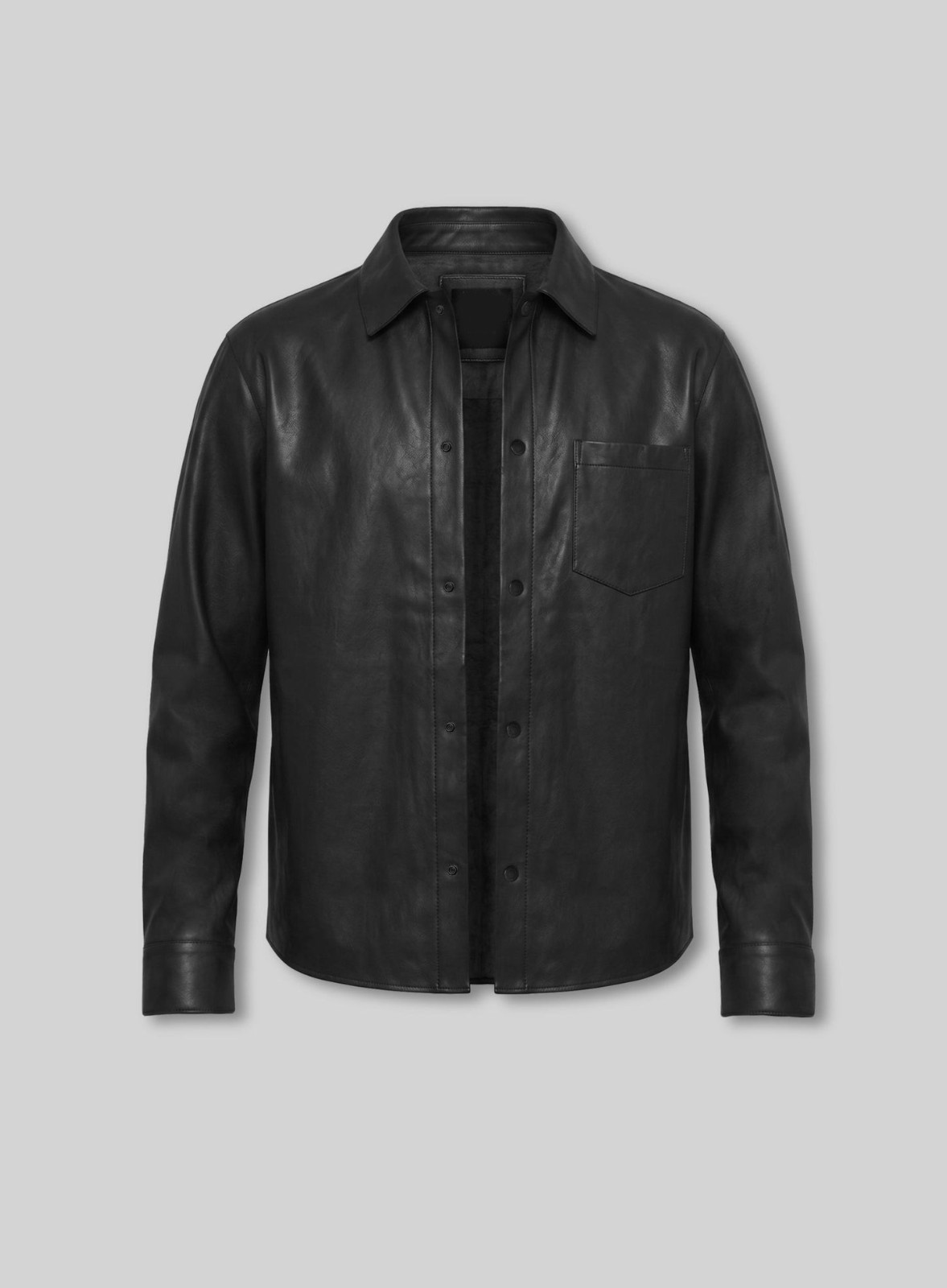 Mens Dark Black Suede Leather Shirt Jacket Casual Shacket Slim Fit Overshirt New