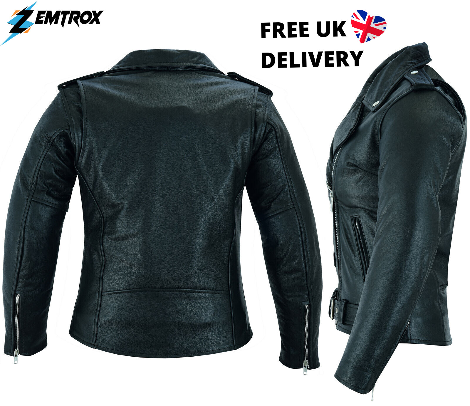 Ladies Motorbike Real Leather Brando Biker Jacket Women Motorcycle & CE Armours