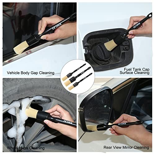 5pcs Car Detailing Brushes Set, Boars Hair Auto Car Detail Brush Kit No 1