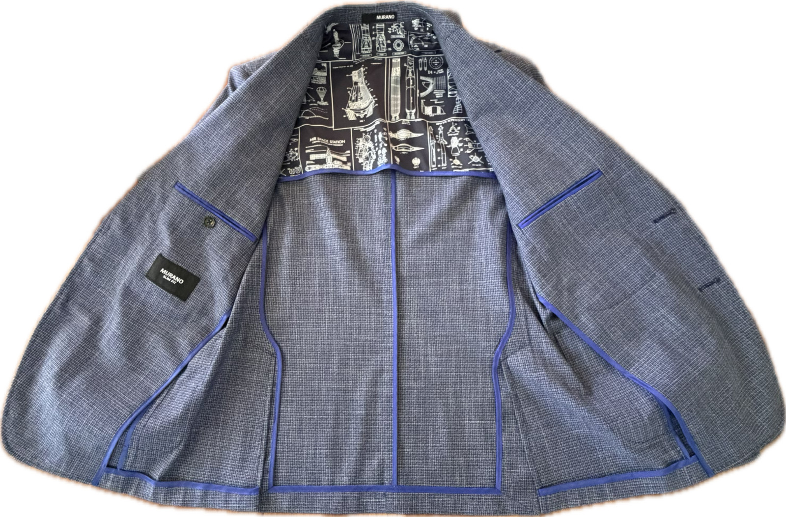 Murano (Dillard’s) Men’s Slim fit Blue/Gray 36 suit with Pants 30×30 (2 piece)