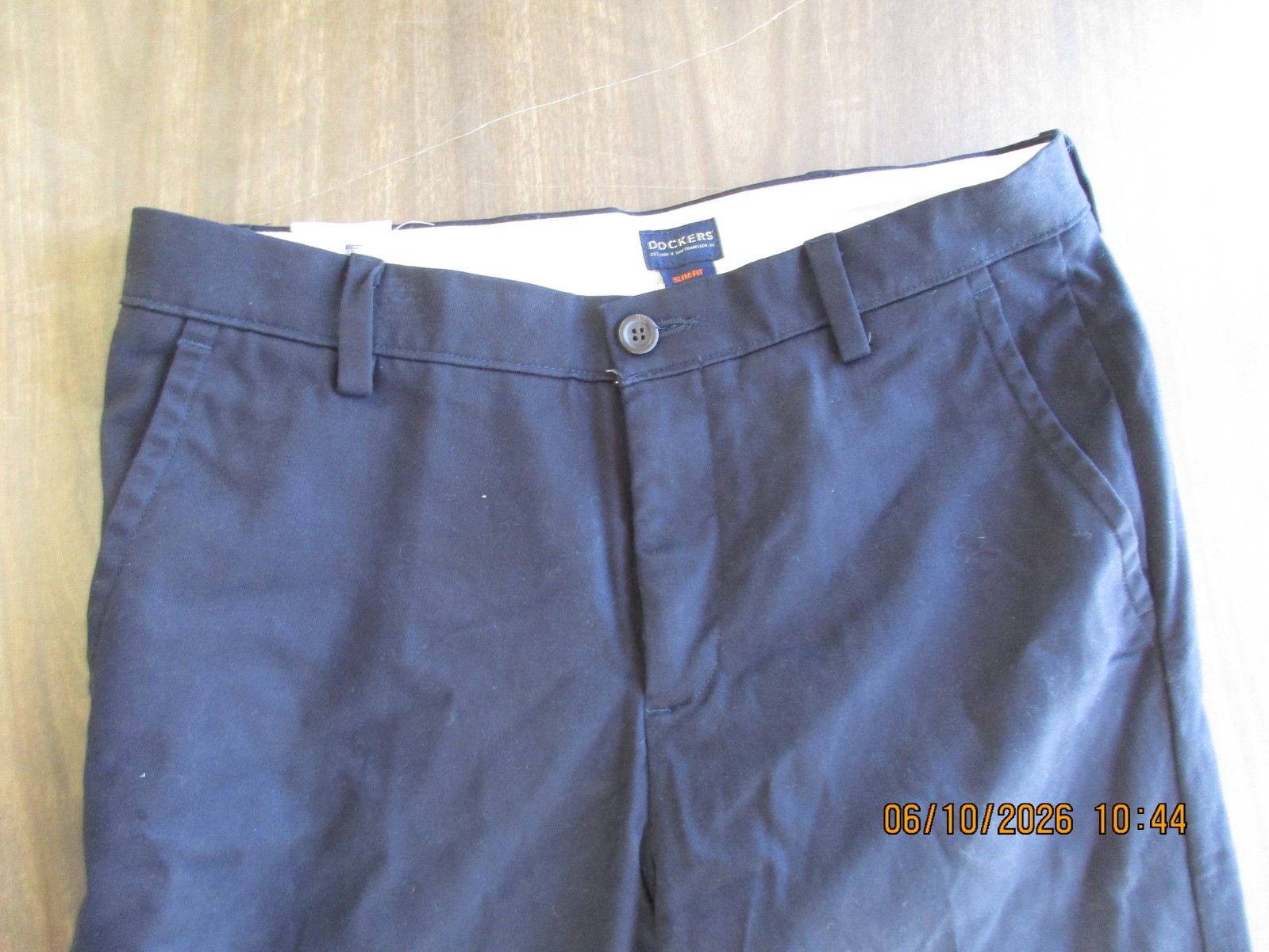 New Dockers Pants Mens 32×29 Dark Blue Easy Khaki Slim Fit Stretch Free Shipping