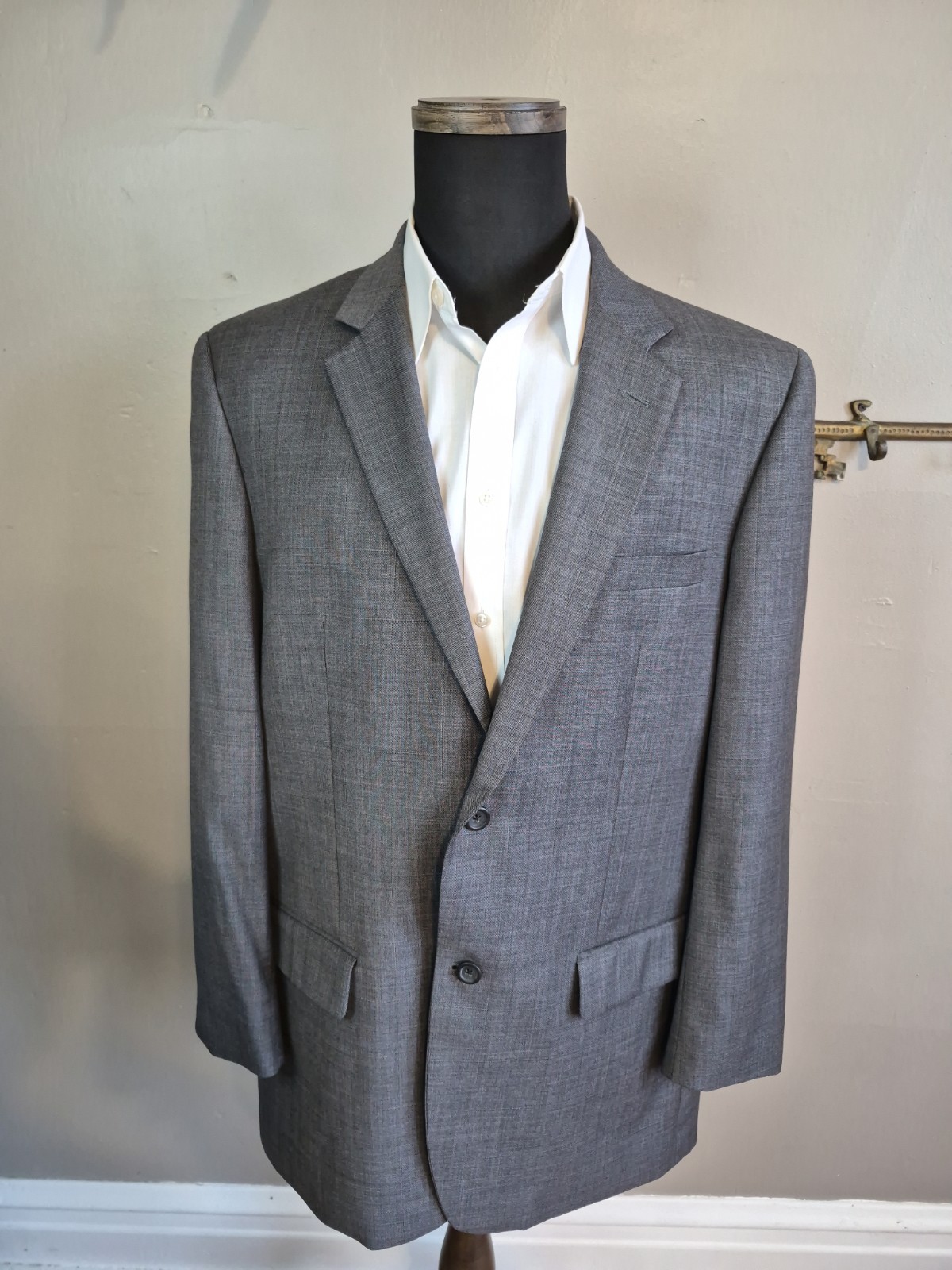 🇺🇸 Joseph & Feiss Mens Wool Sports Coat 44L Gray 2 Button