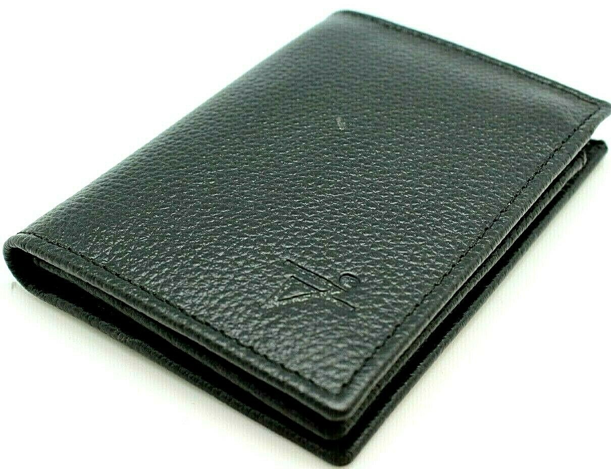 RFID safe Top Grain Leather L-Fold Wallet for Men Student ID Card Case Holder