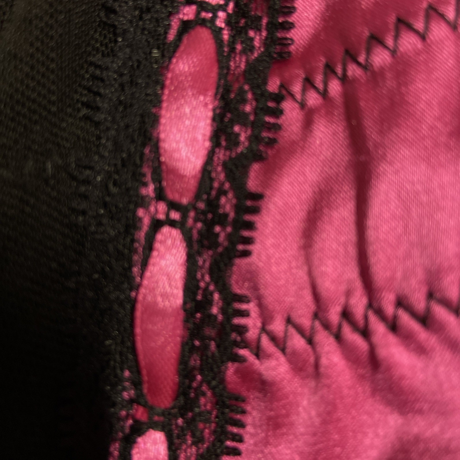 Strapless Hot Pink Satin & Power-Net Corset w Ruffled Lace Hem & Ribbon Detail