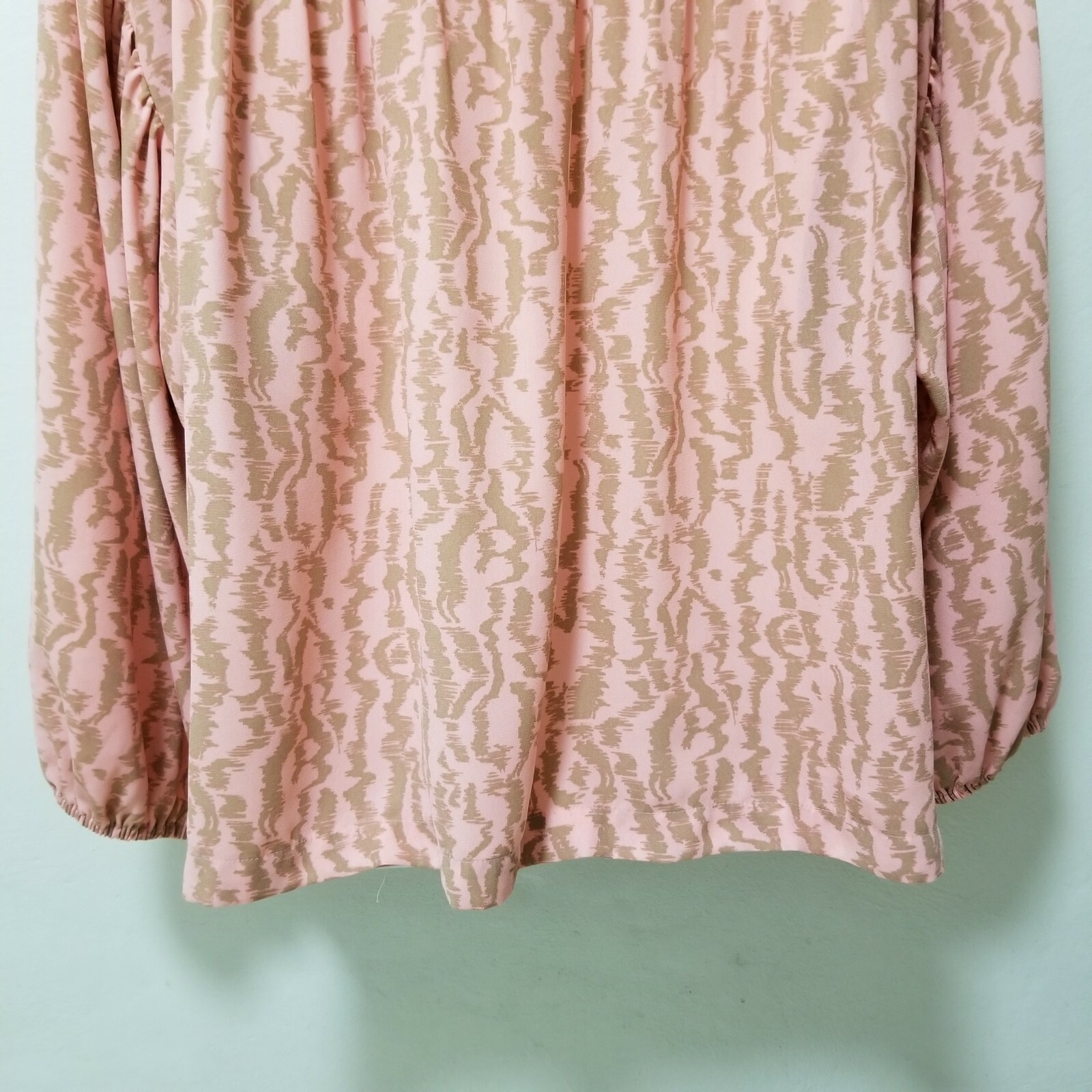 Elizabeth and James Top Blouse Peach Boho Print Button Down Billowy Balloon XXL