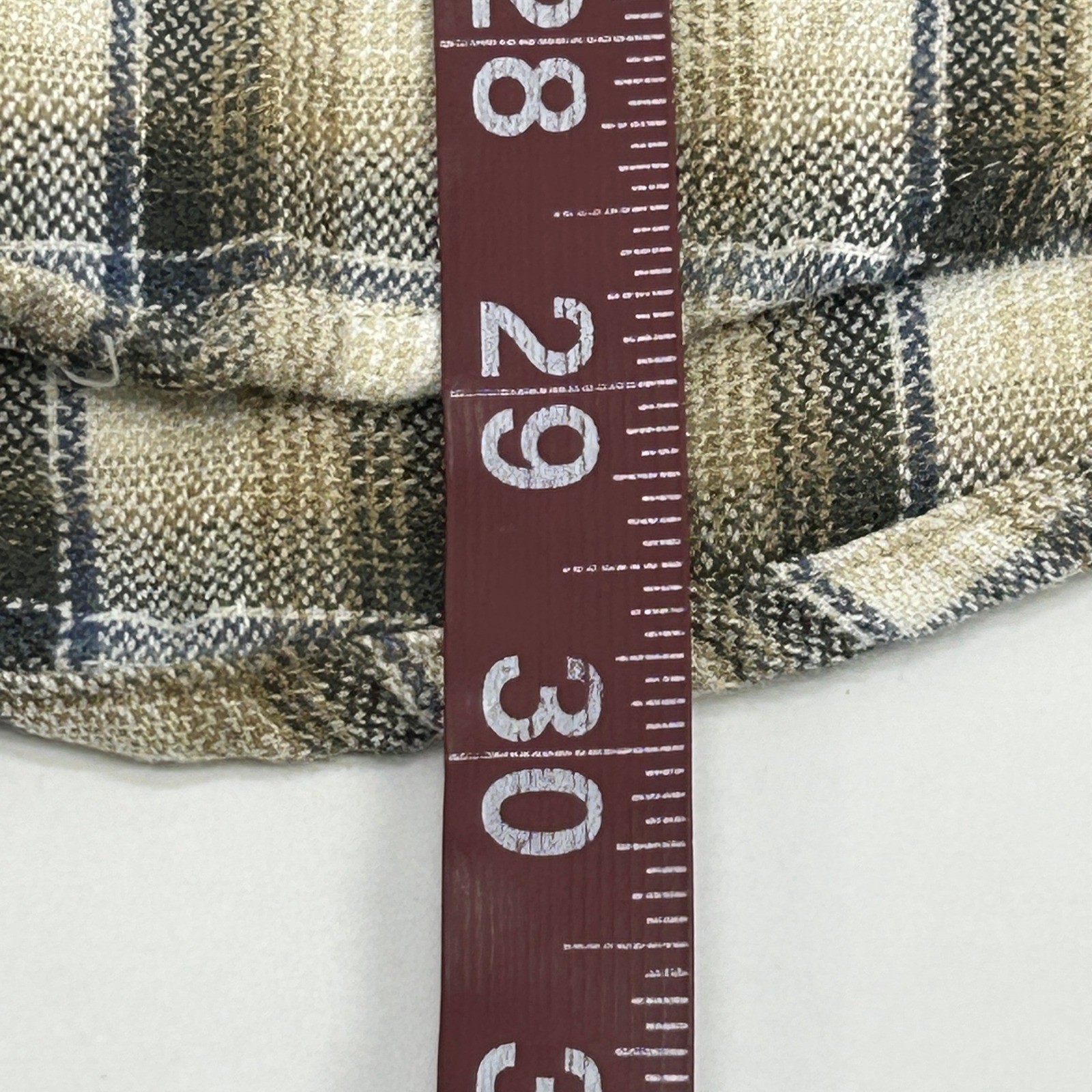 J. Crew Oarsman Shirt Men’s Large Beige White Plaid Long Sleeve Button Up