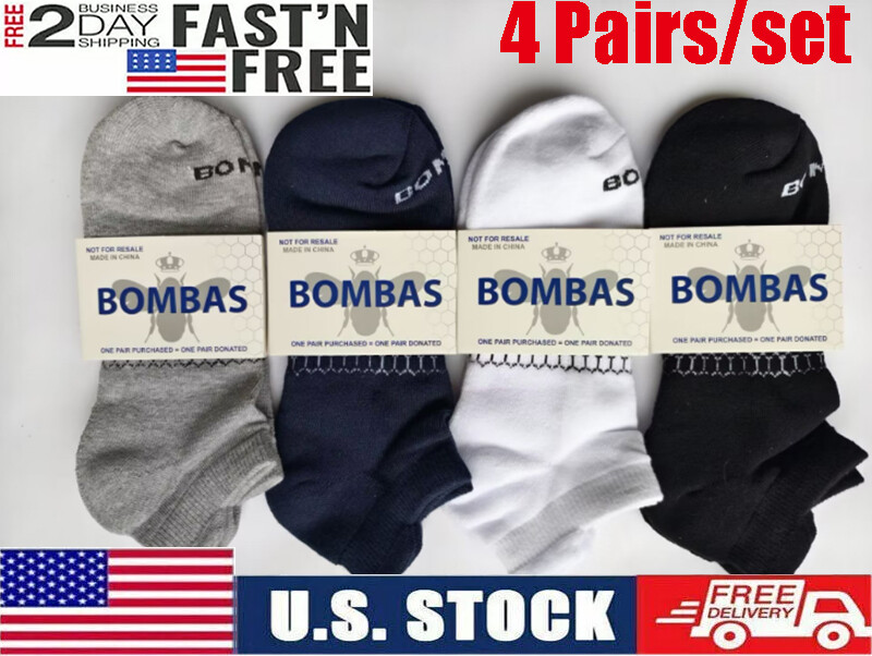 4 pairs Bombas All-Purpose Performance 4 Colors Ankle socks – Size Large 9-13