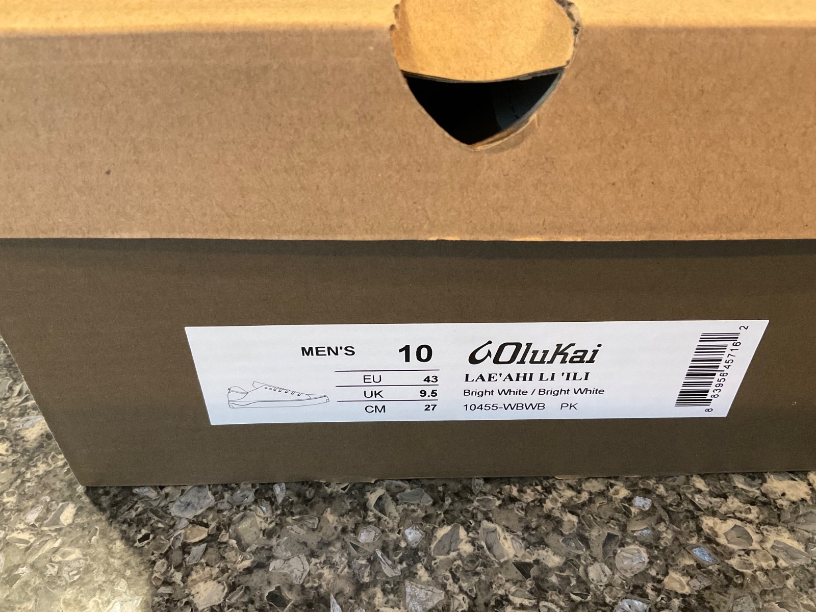 Olukai Lae’ahi li ‘ili Leather Sneaker – Bright White Size 10 Men’s New