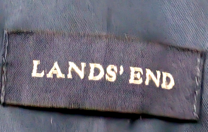 Lands End Long Rain Trench Overcoat Womans L Navy Blue Lined Pockets All Seasons