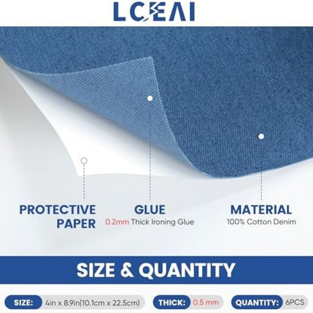 Denim Iron-On Patches for Jeans Repair 6 Colors 4×8.9 Strong Wash – Resistant