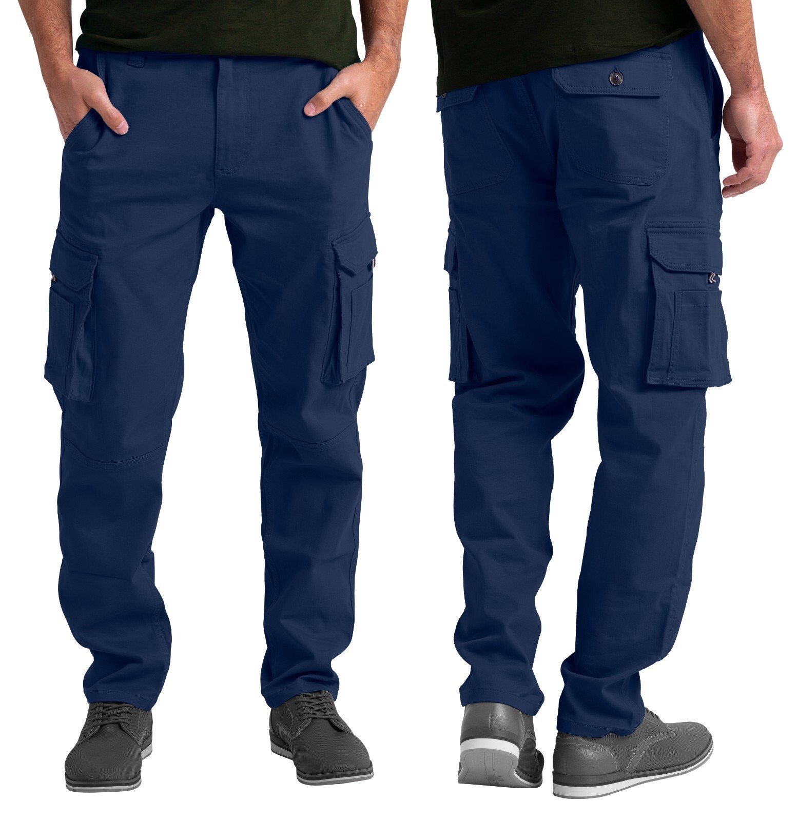 Mens Cargo Stretch Pants Classic Fit Straight Leg Outdoor Work Regular Fit Pants