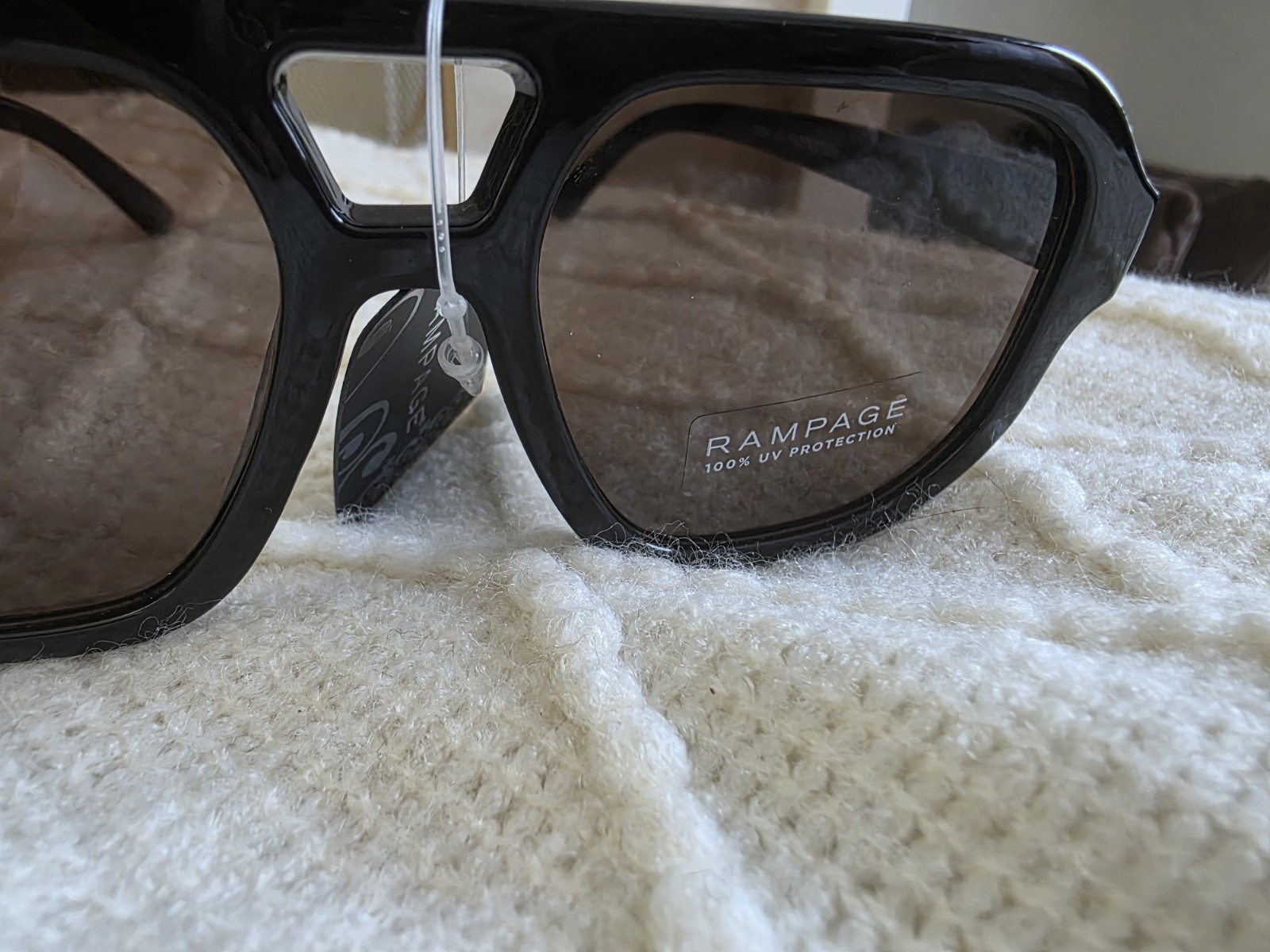 Rampage Women’s Oversized Square Sunglasses Black Plastic Brown Tinted 100% UV