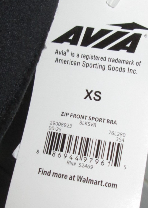 Avia Zip Front Sports Bra High Support Women’s XS Built in Pads Adj Straps NEW
