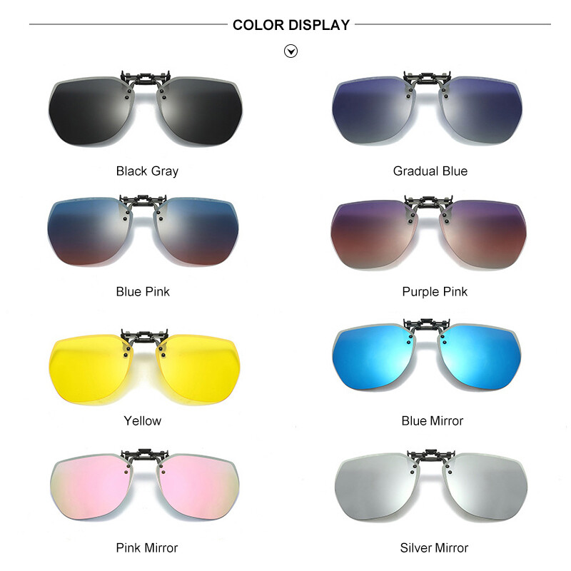 Polarized Clip-on Sunglasses Lightweight Rimless Flip Up Metal Lens for Glasses