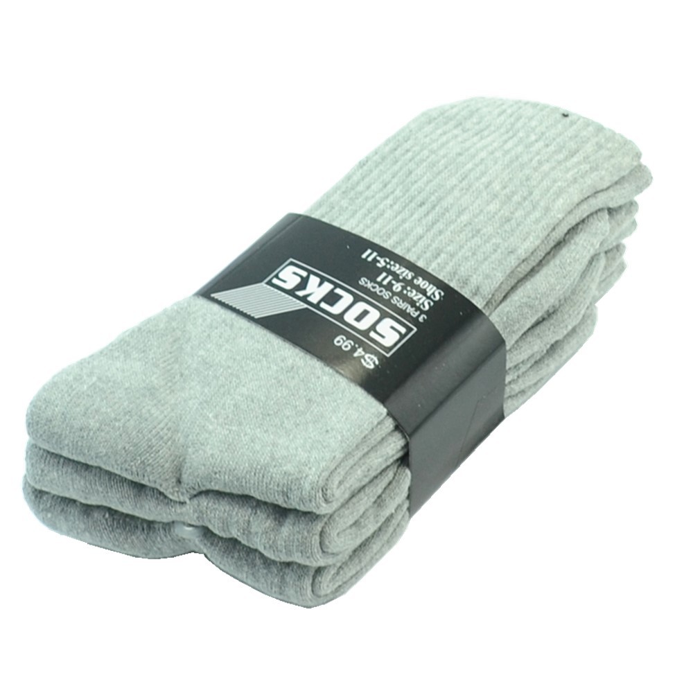 3-12 Pairs Men Gray Sports Athletic Work Cushioned Crew Cotton Socks Size 9-13