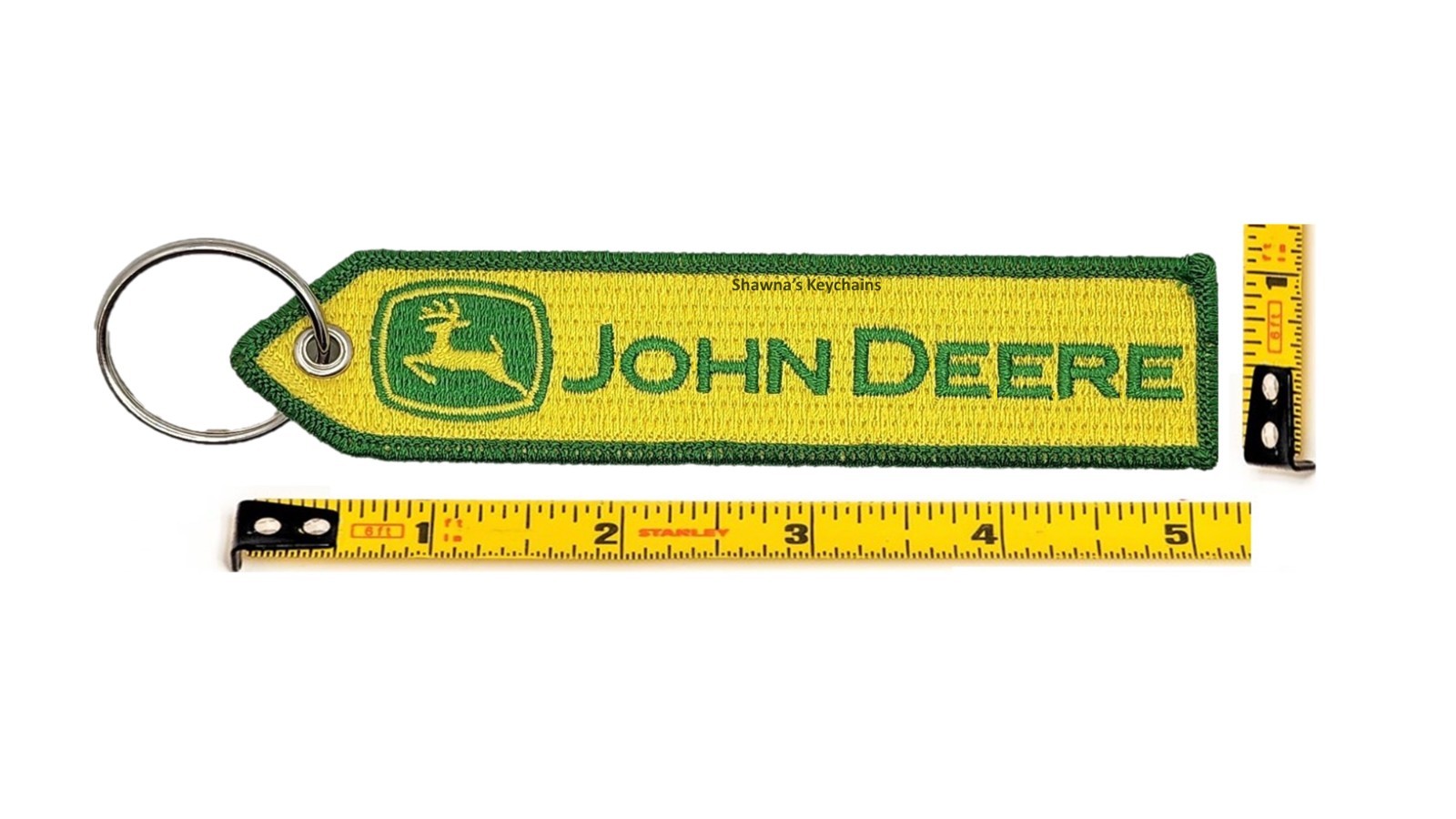 John Deere Tractor Keychain Double-Sided Embroidered Fabric Durable Key Patch