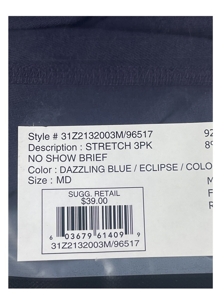 NWT 2(x)ist. 3 Pack. Breathable Stretch No Show Briefs. Blue. MSRP $39.00