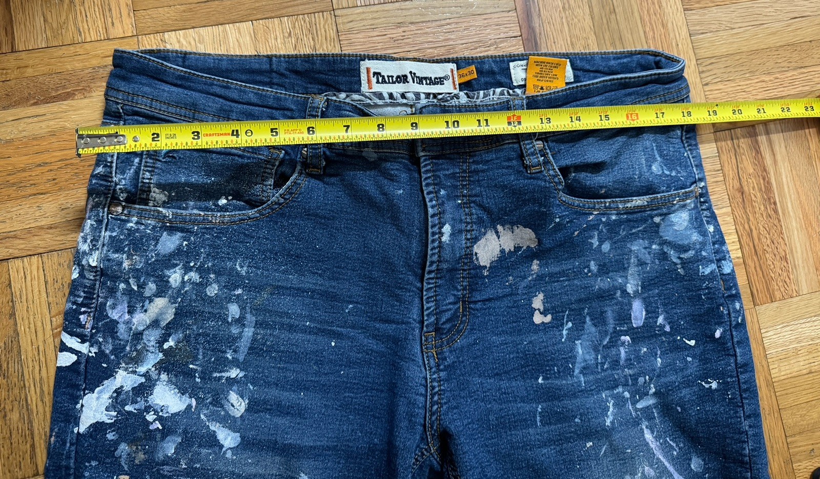Connecticut Originals Canaan Slim Jeans 36×30 Stretch AS-IS Heavy Paint Stain